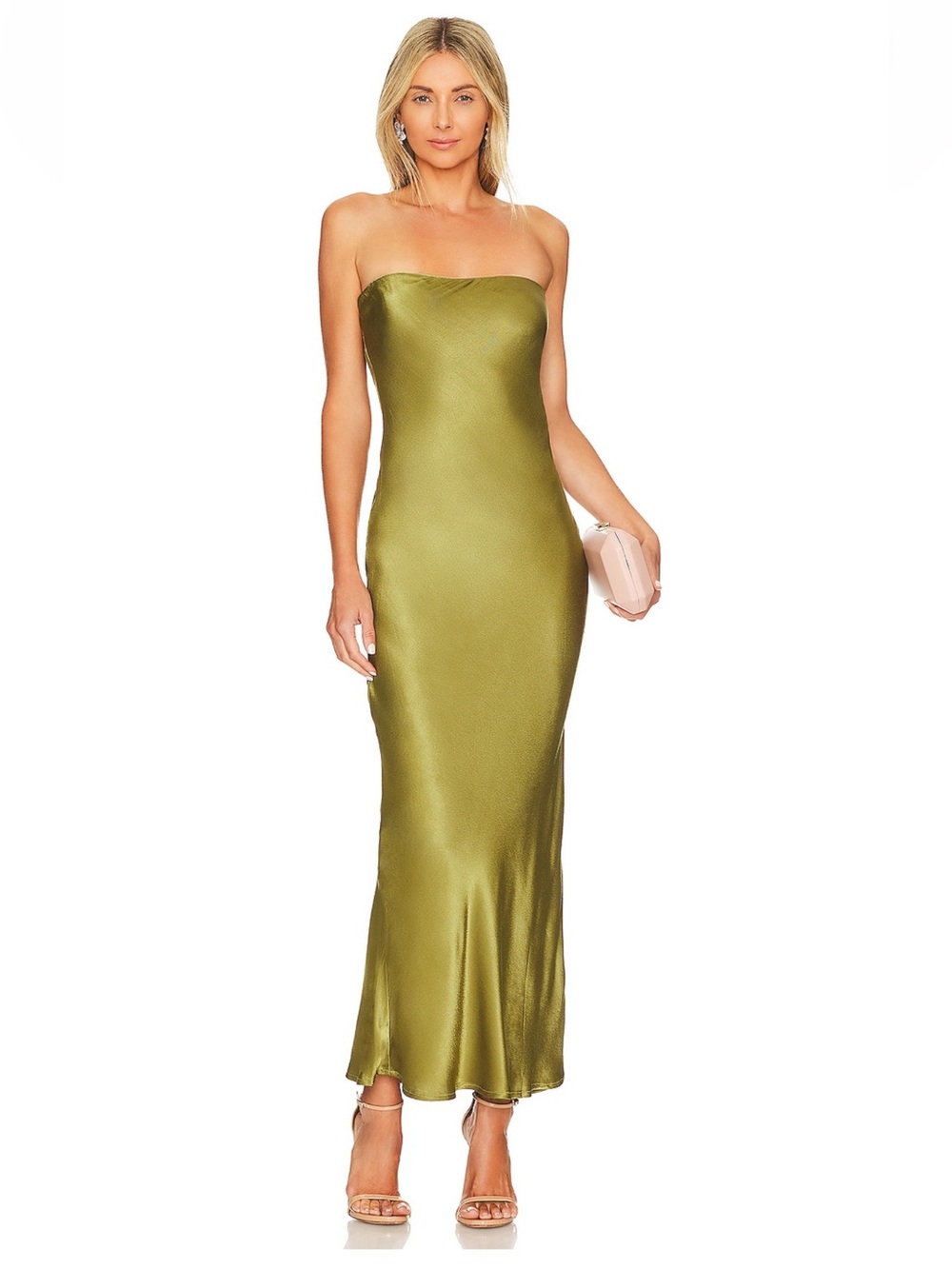 SNDYS x Revolve Angel Strapless Midi Dress in Olive